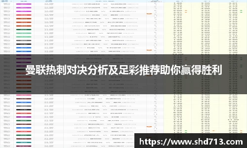 曼联热刺对决分析及足彩推荐助你赢得胜利
